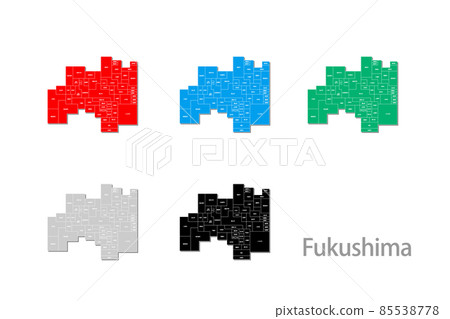 帶有自治市的變形地圖_福島 01 85538778