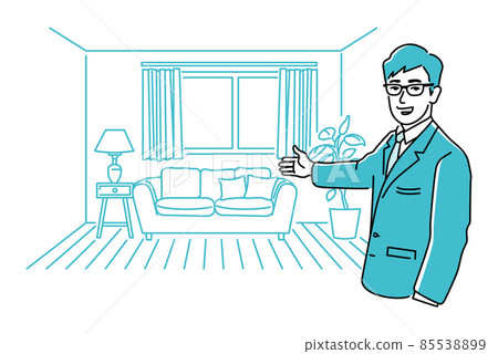 A business person who introduces the living room of a new house A business person who introduces the living room of a new house 85538899