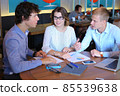 Business team negotiates talk and discuss 85539638