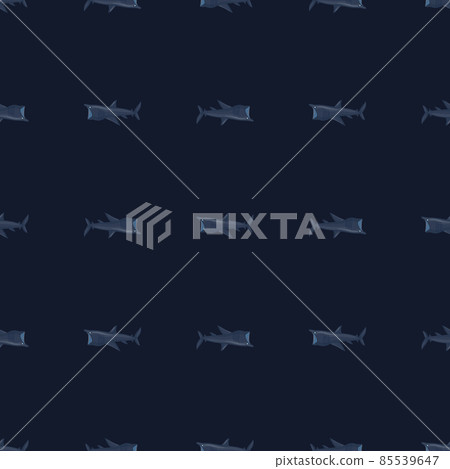 Basking shark seamless pattern in scandinavian style. Marine animals background. Vector illustration for children funny textile. 85539647