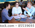 Business team negotiates talk and discuss 85539693