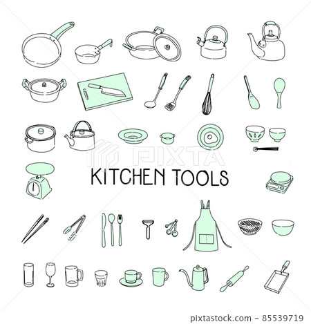 手繪廚房工具圖集 85539719
