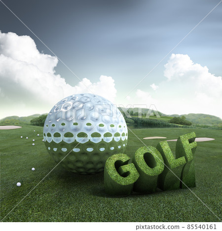 3d 高爾夫球背景與高爾夫球場 3d 高爾夫球背景與高爾夫球場 85540161