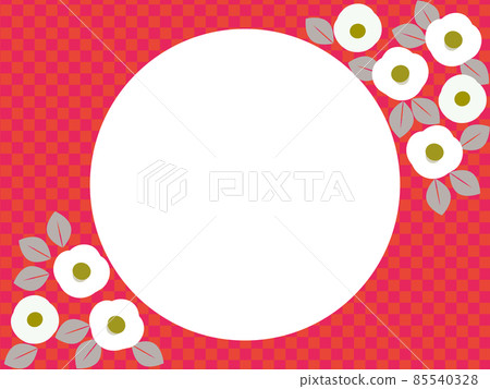 Camellia flower frame checkered pattern 85540328