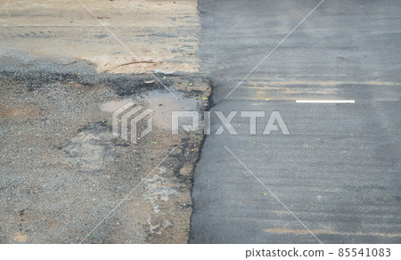 Unfinished road in the countryside of Thailand. Unfinished road causes from road condition, bad terrain or maybe government corruption. 85541083