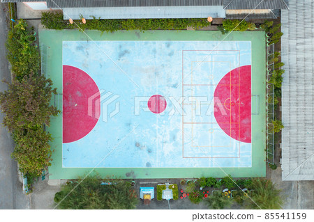 Aerial top view of soccer football sport recreation field ground, national stadium. Urban city town in Asia. Green court arena. Aerial top view of soccer football sport recreation field ground, national stadium. Urban city town in Asia. Green court arena. 85541159