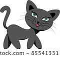 A grey cat with green eyes. 85541331