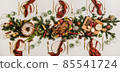 Flat-lay of Festive Christmas table setting over 85541724