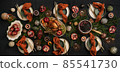 Christmas holiday dinner festive table setting 85541730