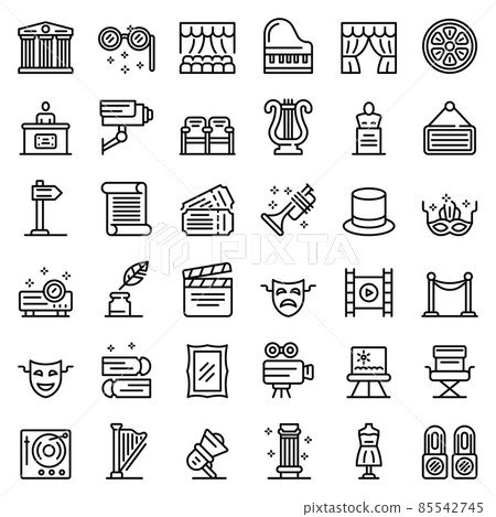 Theater museum icons set, outline style 85542745