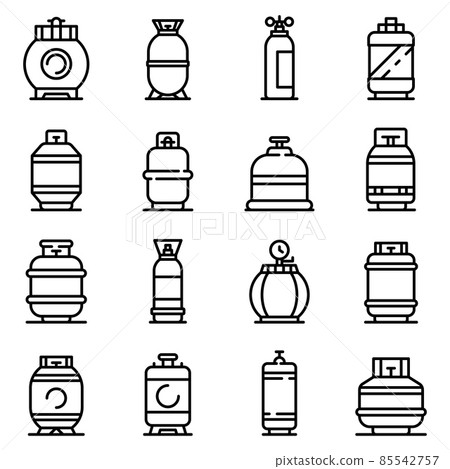 Gas cylinders icons set, outline style 85542757