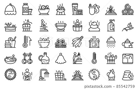 Sauna icons set, outline style 85542759