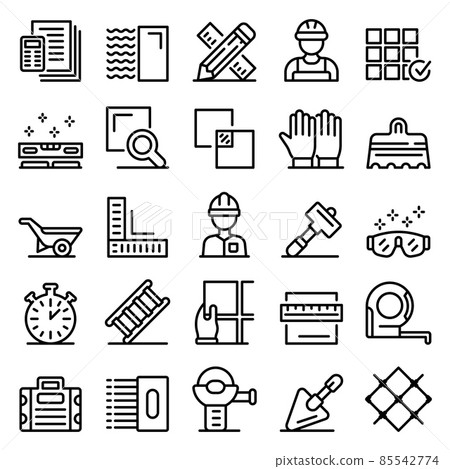 Tiler icons set, outline style Tiler icons set, outline style 85542774