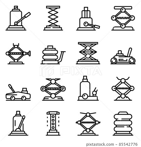 Jack-screw icons set, outline style 85542776