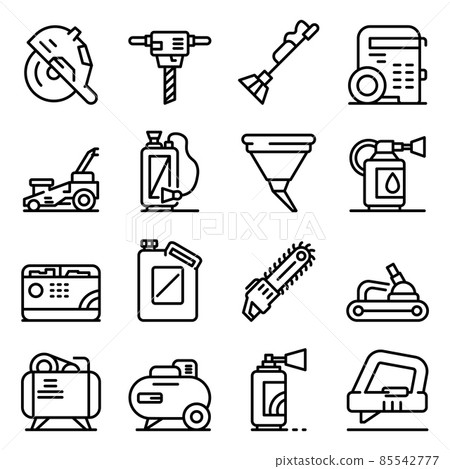 Gasoline tools icons set, outline style 85542777