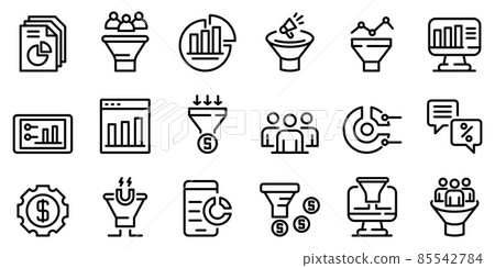 Conversion rate icons set, outline style 85542784