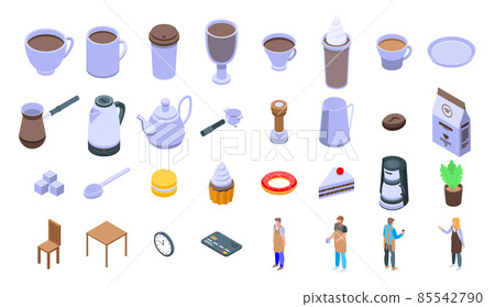 Barista icons set, isometric style 85542790