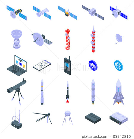 Satellite icons set, isometric style 85542810