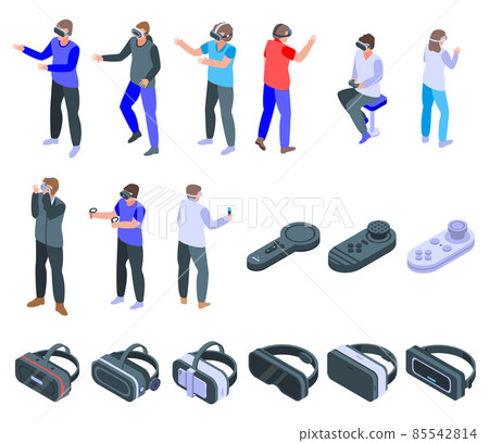 Game goggles icons set, isometric style 85542814