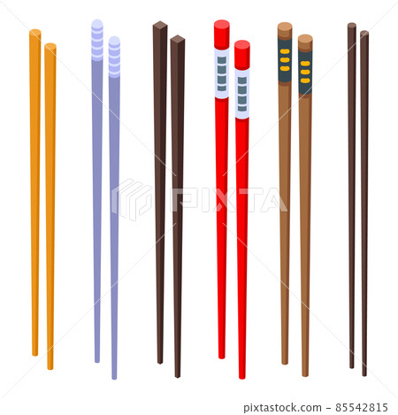 Chopsticks icons set, isometric style 85542815