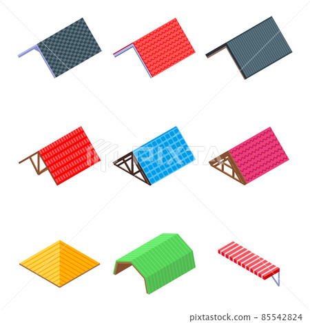 Roof icons set, isometric style 85542824