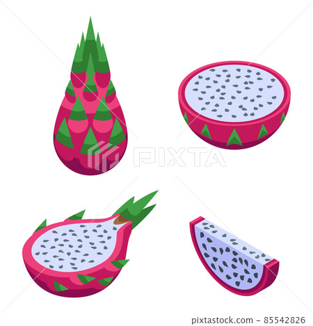 Pitaya icons set, isometric style Pitaya icons set, isometric style 85542826