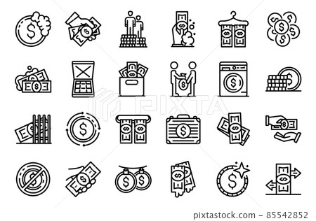 Money laundering icons set, outline style 85542852