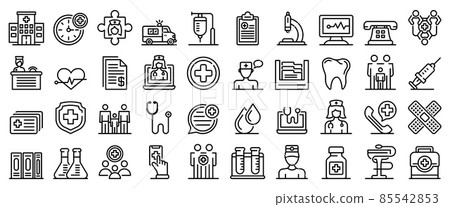 Family health clinic icons set, outline style 85542853