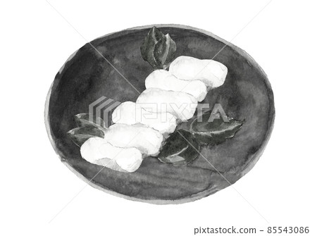 Hatsuuma dumplings that imitate the shape of a cocoon Monotone [ink painting style hand-painted watercolor] White background transparent background 85543086