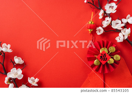 Chinese new year new year red envelope decoration background Chines new year background 85543105