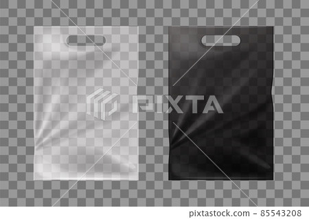 Black and white cellophane bags isolated mockup 85543208