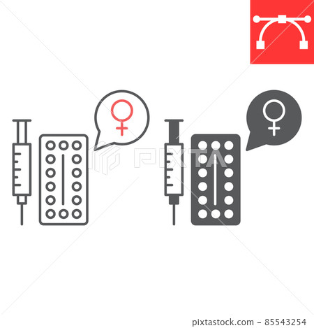 Hormone therapy line and glyph icon, medical and menopause, hormone replacement therapy vector icon, vector graphics, editable stroke outline sign, eps 10. Hormone therapy line and glyph icon, medical and menopause, hormone replacement therapy vector icon, vector graphics, editable stroke outline sign, eps 10. 85543254