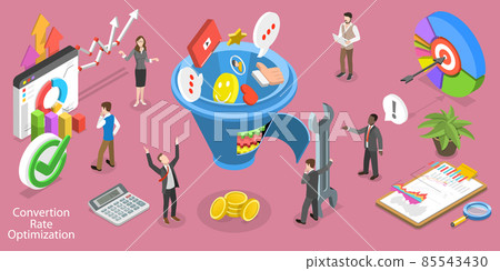 3D Isometric Flat Vector Conceptual Illustration of Conversion Rate Optimization 3D Isometric Flat Vector Conceptual Illustration of Conversion Rate Optimization 85543430