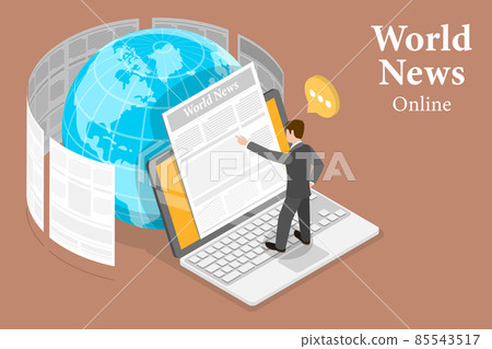 3D Isometric Flat Vector Conceptual Illustration of Online Latest News. 85543517