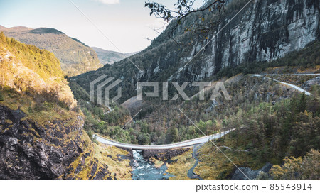 Skjervet route, Skjervsfossen norwegian waterfall Skjervet route, Skjervsfossen norwegian waterfall 85543914