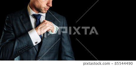 Money stack. Business man hand holding American money. Washington cash, usd background. Money stack. Business man hand holding American money. Washington cash, usd background. 85544490