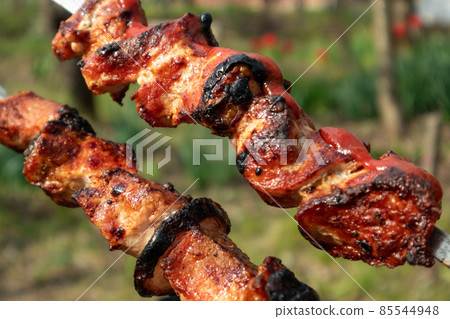 Juicy roasted shashlik grill, barbeque picnic 85544948