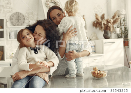 Family cook the dough for cookies 85545235