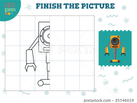 Copy picture vector illustration. Complete and coloring game for preschool and school kids Copy picture vector illustration. Complete and coloring game for preschool and school kids 85546019
