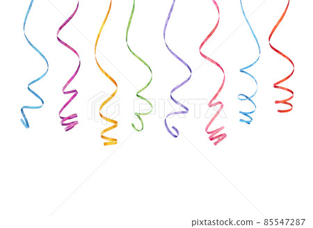 Set of watercolor colorful serpentine isolated on white background. Hand painted watercolor ribbons set. Set of watercolor colorful serpentine isolated on white background. Hand painted watercolor ribbons set. 85547287