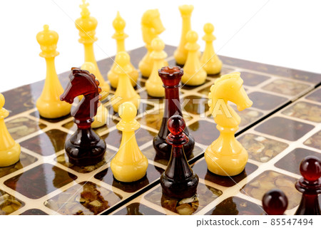 Natural amber different chess pieces figures 85547494