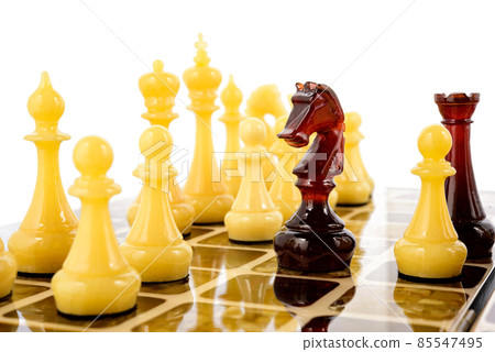 Natural amber different chess pieces figures 85547495