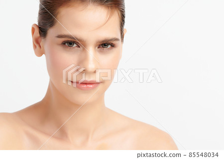 Beautiful young asian woman with clean fresh skin on white background, Face care, Facial treatment, Beautiful young asian woman with clean fresh skin on white background, Face care, Facial treatment, 85548034