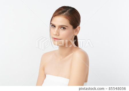Beautiful young asian woman with clean fresh skin on white background, Face care, Facial treatment, Beautiful young asian woman with clean fresh skin on white background, Face care, Facial treatment, 85548036