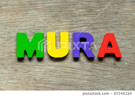 Color alphabet letter in word mura on wood background Color alphabet letter in word mura on wood background 85548184
