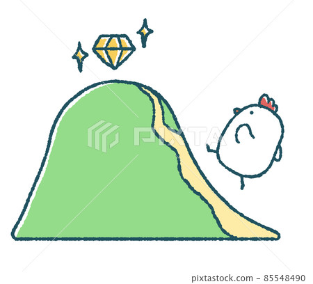 Loose chickens walk on mountain roads aiming for jewels 85548490