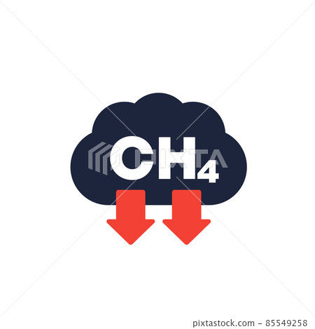 methane emissions, CH4 gas icon, vector art methane emissions, CH4 gas icon, vector art 85549258