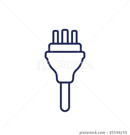 electric plug with 3 pins, line icon 85549259