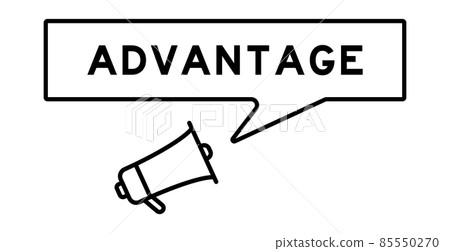 Megaphone icon with speech bubble in word advantage on white background Megaphone icon with speech bubble in word advantage on white background 85550270