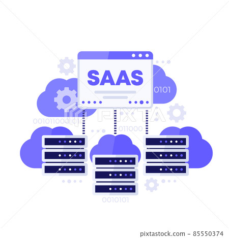 SAAS, hosting and cloud solutions vector art SAAS, hosting and cloud solutions vector art 85550374